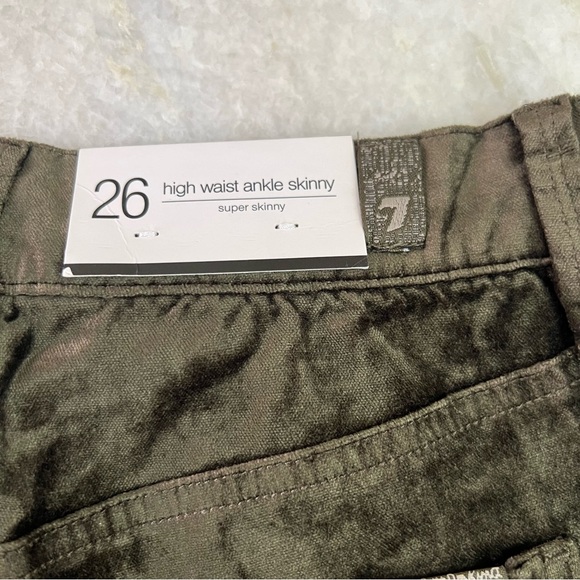 NWT 7 For All Mankind Green Fatigue High Waist Velvet Ankle Skinny Pants Size 26 - Picture 14 of 15